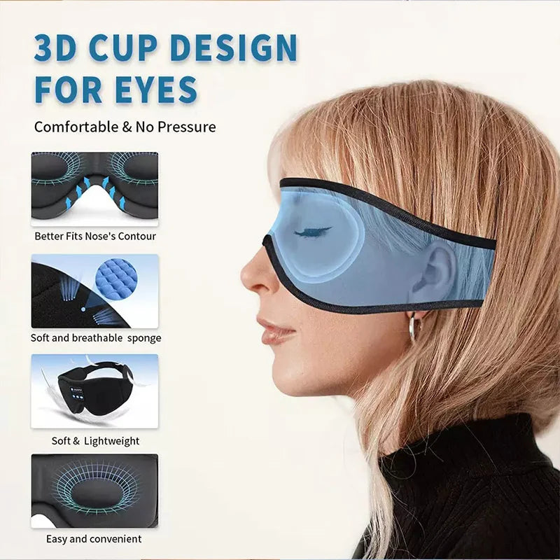 Bluetooth Sleep Mask Headphones | 3D Eye Mask for Relaxing Audio